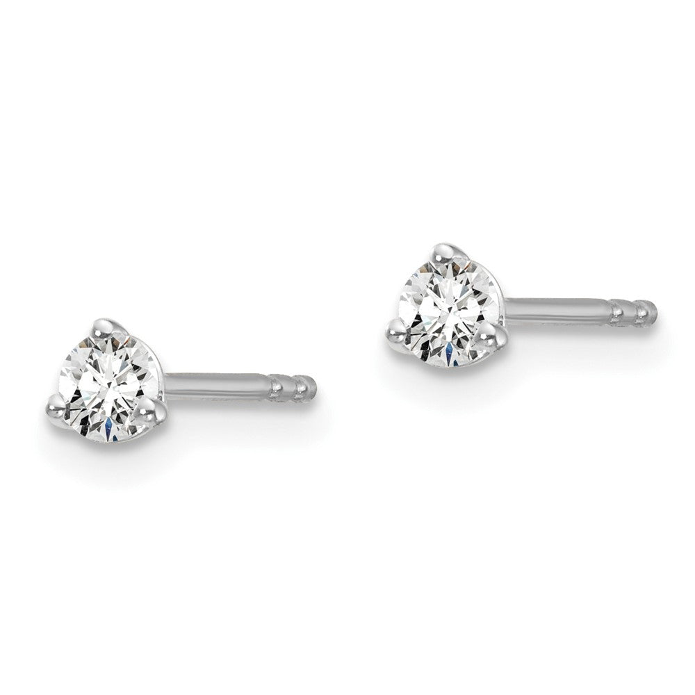 14k White Gold 1/5 carat total weight Round Certified VS/SI DEF Lab Grown Diamond 3 Prong Stud Post Earrings