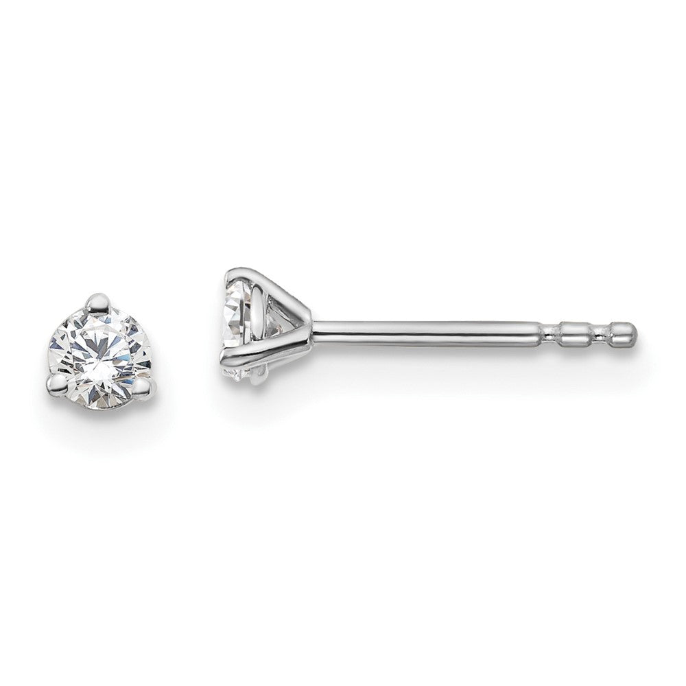 14k White Gold 1/5 carat total weight Round Certified VS/SI DEF Lab Grown Diamond 3 Prong Stud Post Earrings