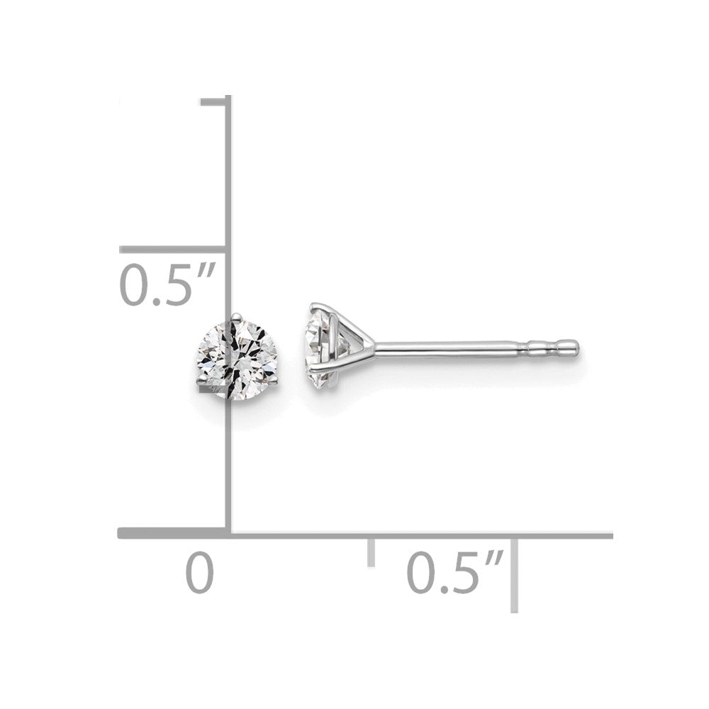 14k White Gold 3/8 carat total weight Round VS/SI DEF Lab Grown Diamond 3 Prong Stud Post Earrings