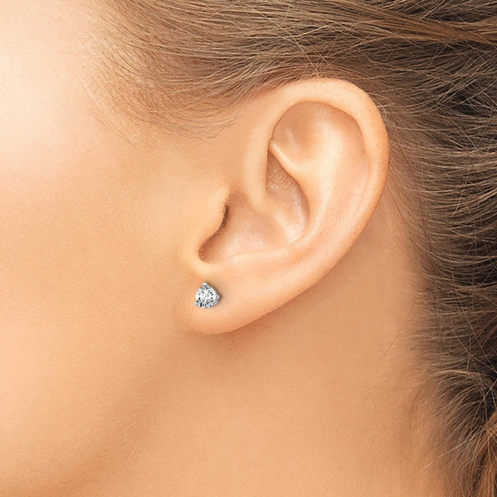 14k White Gold 1/2 carat total weight Round Certified VS/SI DEF Lab Grown Diamond 3 Prong Stud Post Earrings