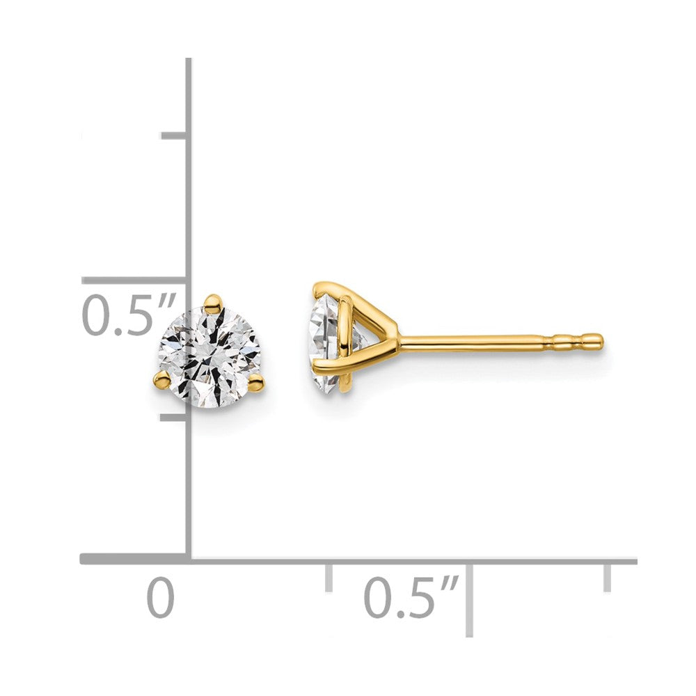 14k 7/8 carat total weight Round VS/SI GH Lab Grown Diamond 3 Prong Stud Post Earrings