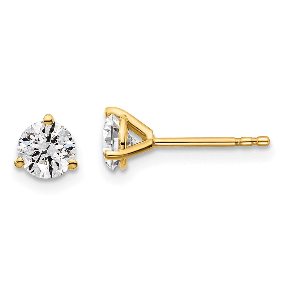 14k 7/8 carat total weight Round VS/SI GH Lab Grown Diamond 3 Prong Stud Post Earrings