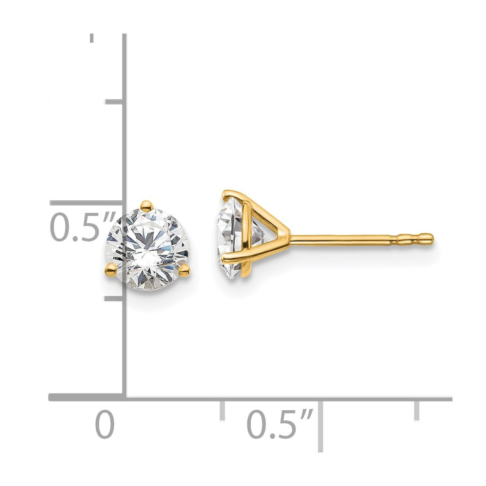 14k 1 1/4 carat total weight Round VS/SI DEF Lab Grown Diamond 3 Prong Stud Post Earrings
