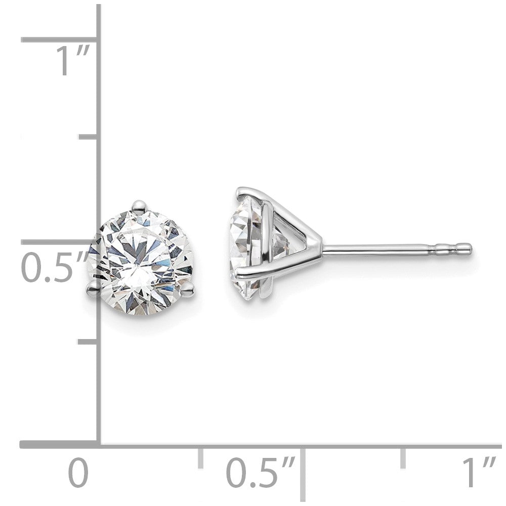 14k White Gold 2 carat total weight Round VS/SI DEF Lab Grown Diamond 3 Prong Stud Post Earrings
