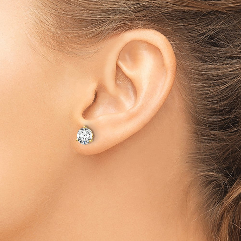14k 1 1/2 carat total weight Round Certified VS/SI GH Lab Grown Diamond Screw Back 3 Prong Stud Post Earrings