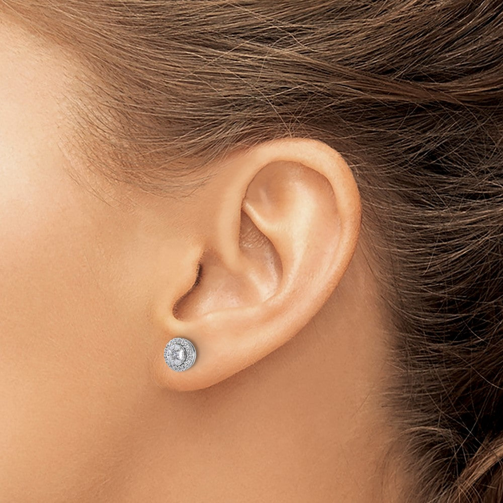 14K White Gold Lab Grown VS/SI FGH Dia Halo Round & Marquise Post Earrings