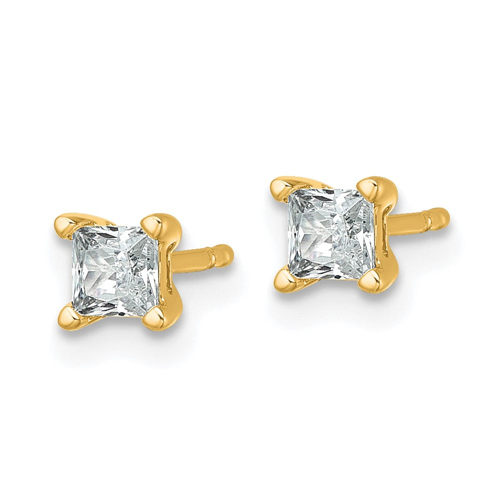 14k 1/2 carat total weight Princess VS/SI DEF Lab Grown Diamond 4 Prong Stud Post Earrings