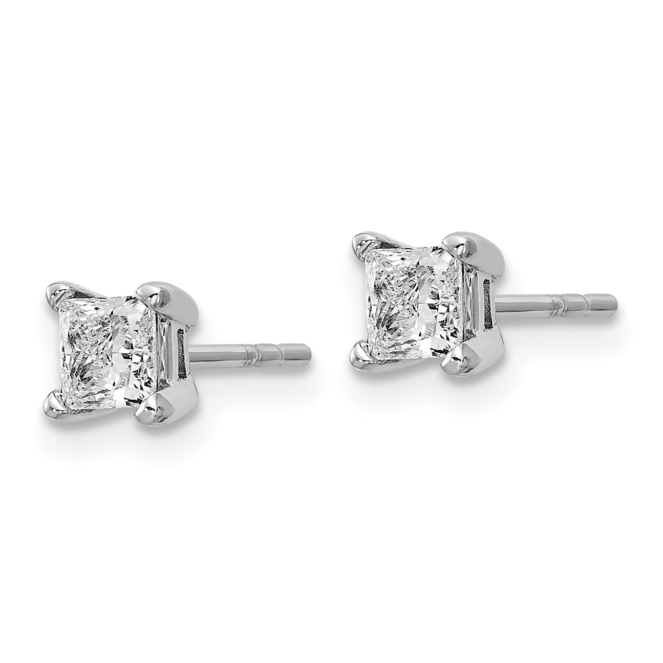 14Kw .66Ctw Vs Def Lab Grown Princess Diamond 4 Prong Earrings