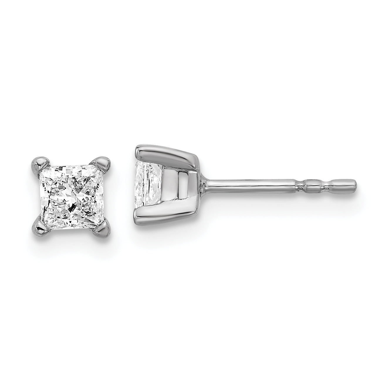 14Kw .66Ctw Vs Def Lab Grown Princess Diamond 4 Prong Earrings
