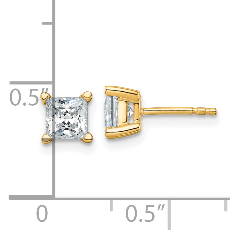 14K 1 1/2 Carat Total Weight Princess Vs/Si Def Lab Grown Diamond 4 Prong Stud Post Earrings