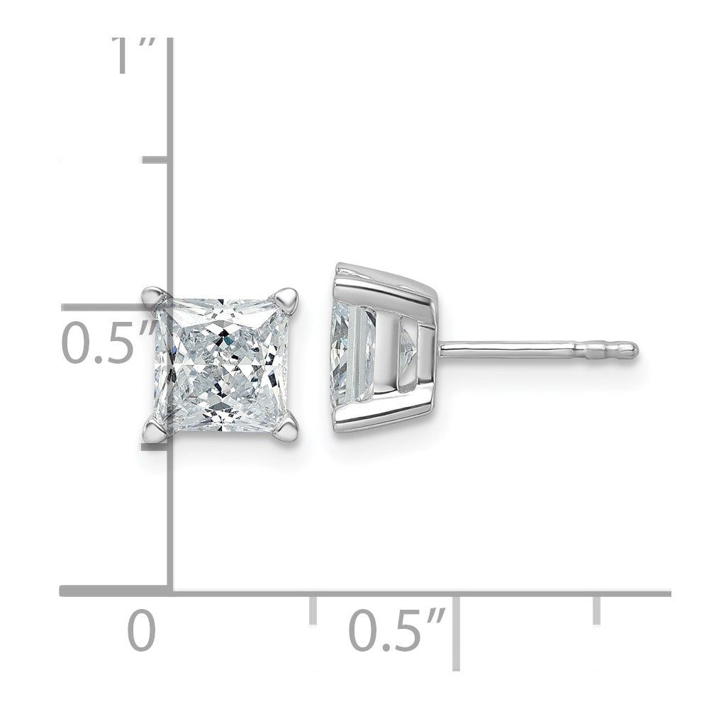 14k White Gold 3 carat total weight Princess VS/SI GH Lab Grown Diamond 4 Prong Stud Post Earrings