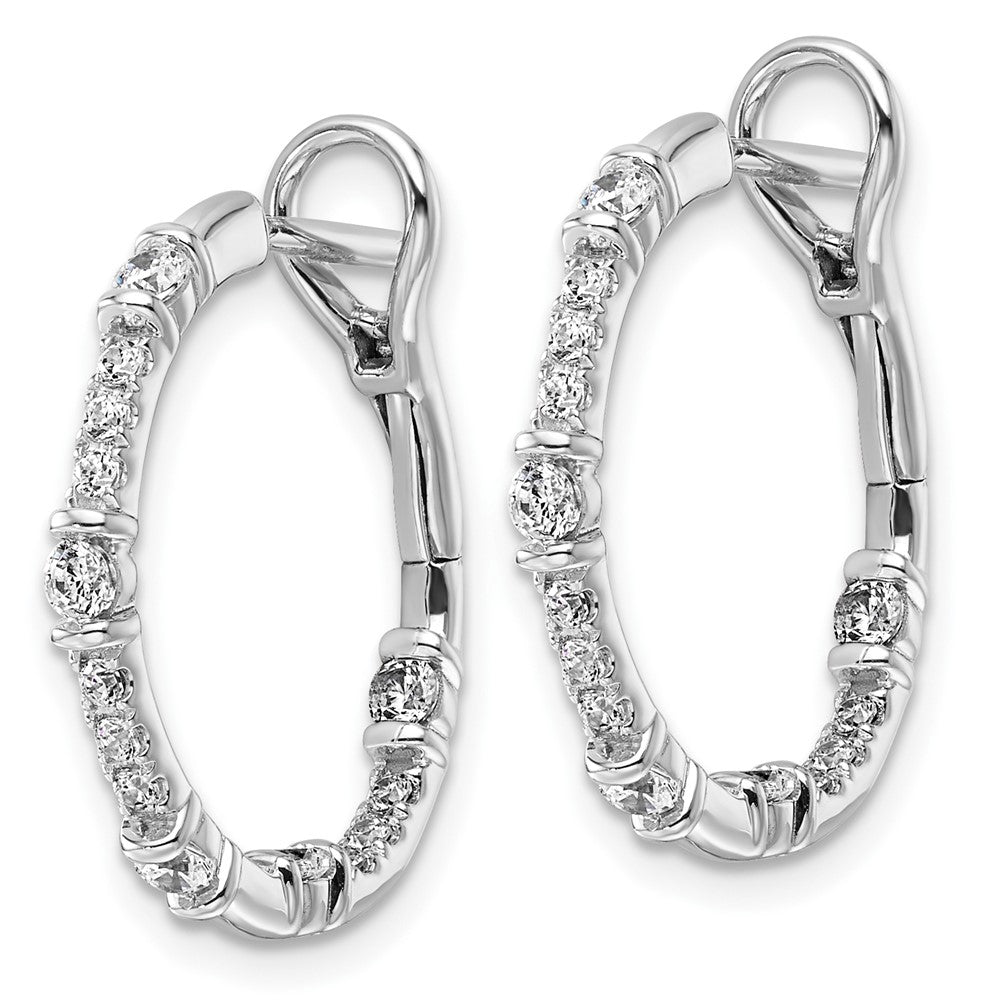 14K White Gold Lab Grown Diamond VS/SI FGH In/Out Hoop Earrings