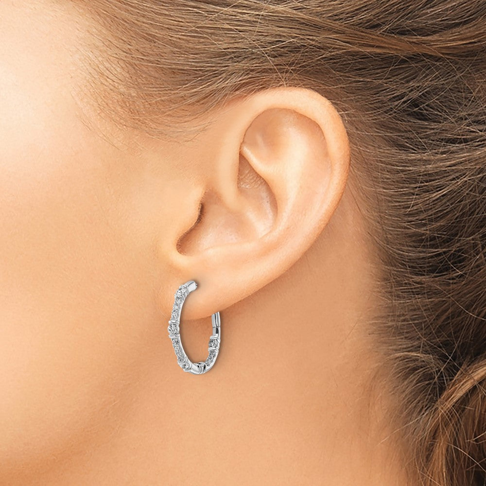 14K White Gold Lab Grown Diamond VS/SI FGH In/Out Hoop Earrings