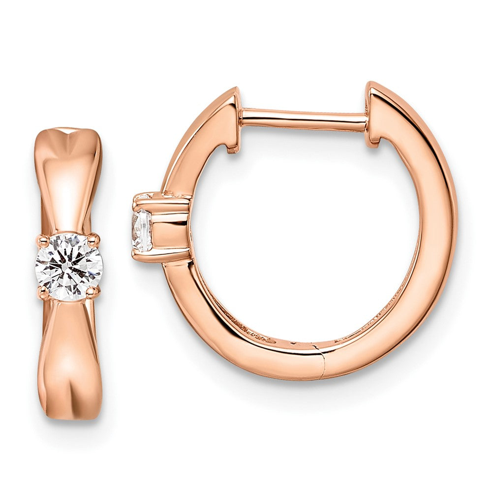 14K Rose Gold Lab Grown Diamond VS/SI FGH Hinged Hoops