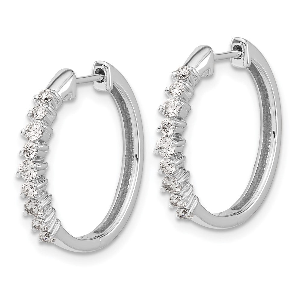 14K White Gold Lab Grown Diamond VS/SI FGH Hinged Hoop Earrings