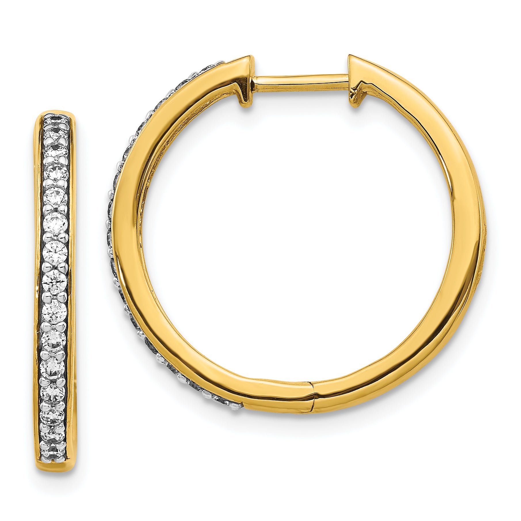 14K Lab Grown Diamond Vs/Si Fgh Hinged Hoop Earrings