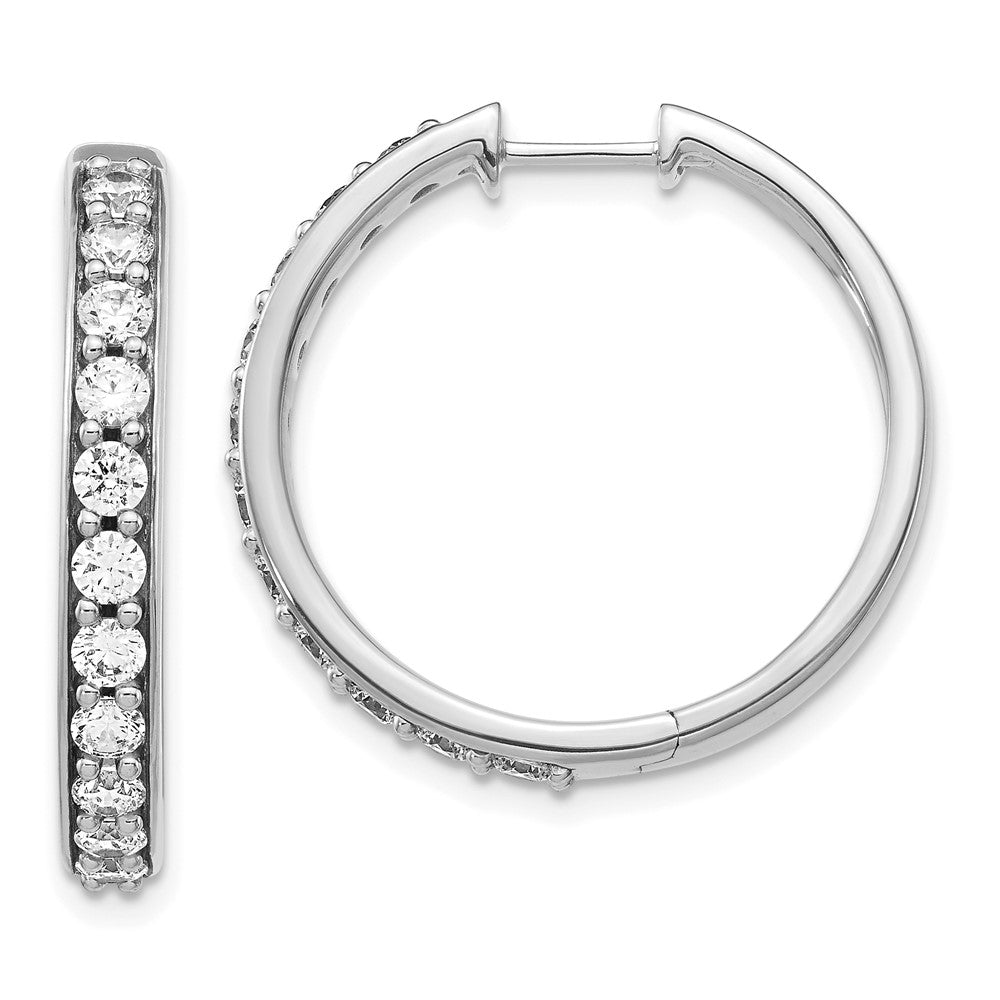 14K White Gold Lab Grown Diamond VS/SI FGH Hinged Hoop Earrings