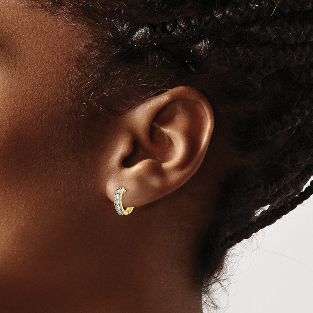 14K Lab Grown VS/SI FGH Dia Milgrain Hinged Hoop Earrings