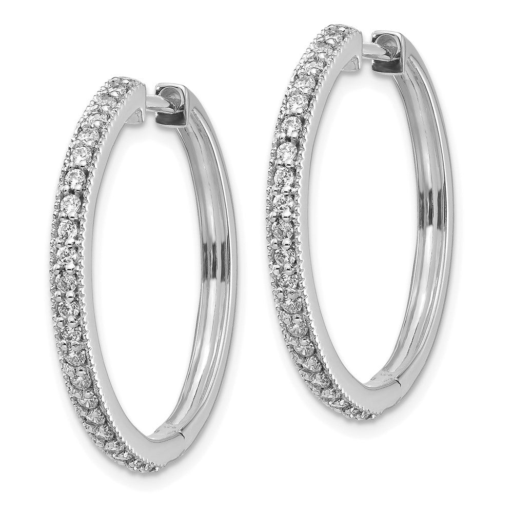 14K White Gold Lab Grown Diamond VS/SI FGH Milgrain Hinged Hoop Earr
