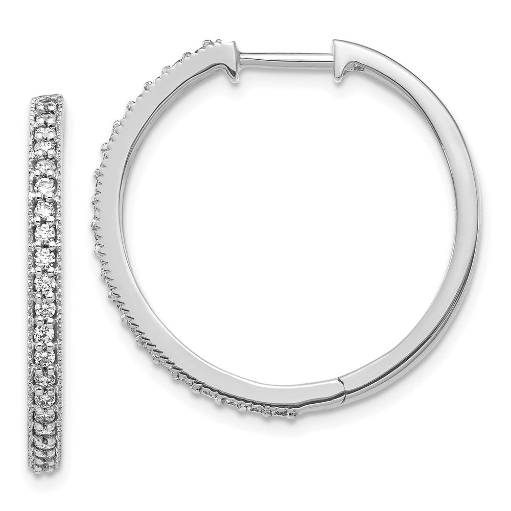 14K White Gold Lab Grown Diamond VS/SI FGH Milgrain Hinged Hoop Earr