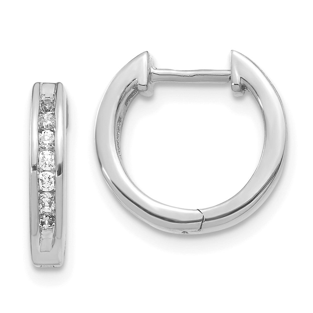 14K White Gold Lab Grown Diamond VS/SI FGH Hinged Hoop Earrings