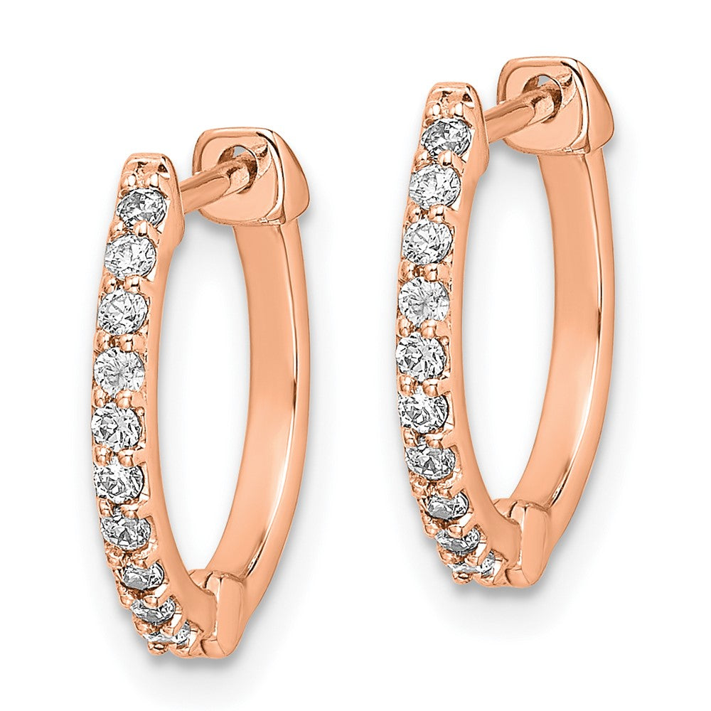 14K Rose Gold Lab Grown VS/SI FGH Dia Hinged Hoop Earrings
