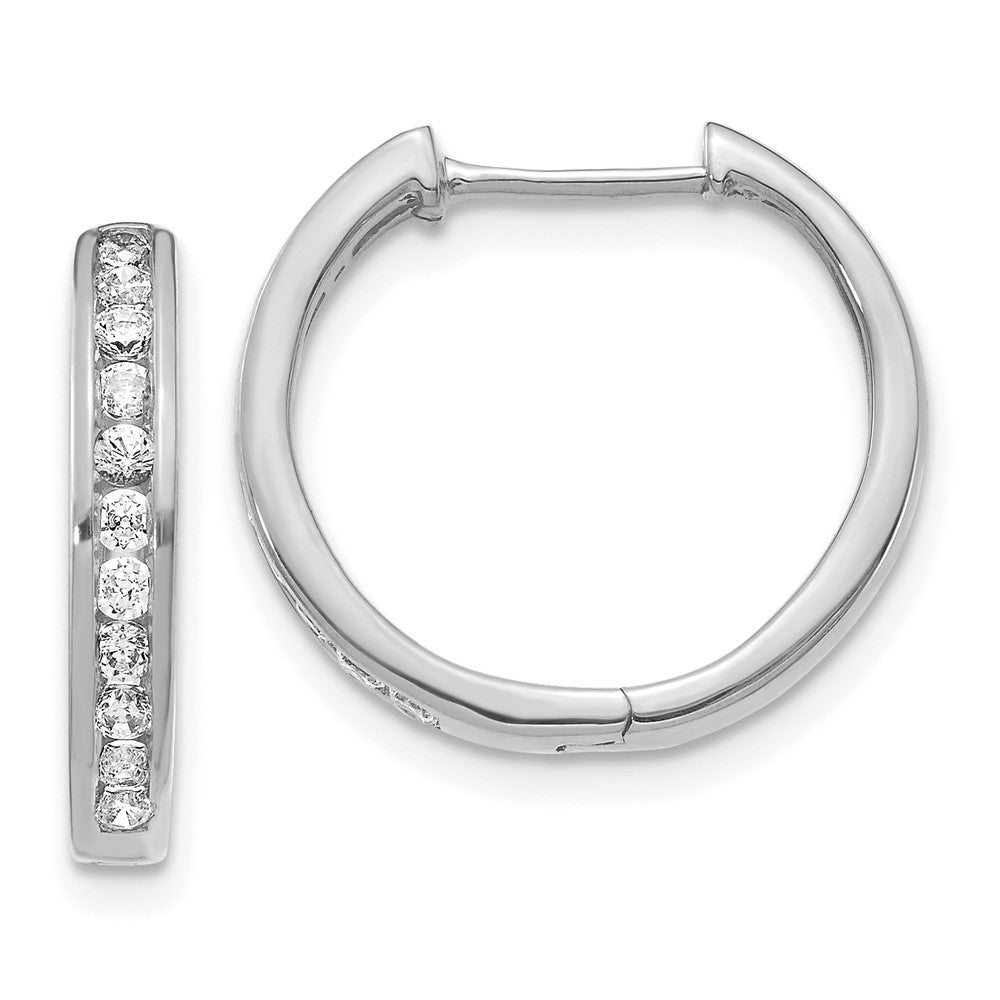 14K White Gold Lab Grown Diamond VS/SI FGH Hinged Hoop Earrings