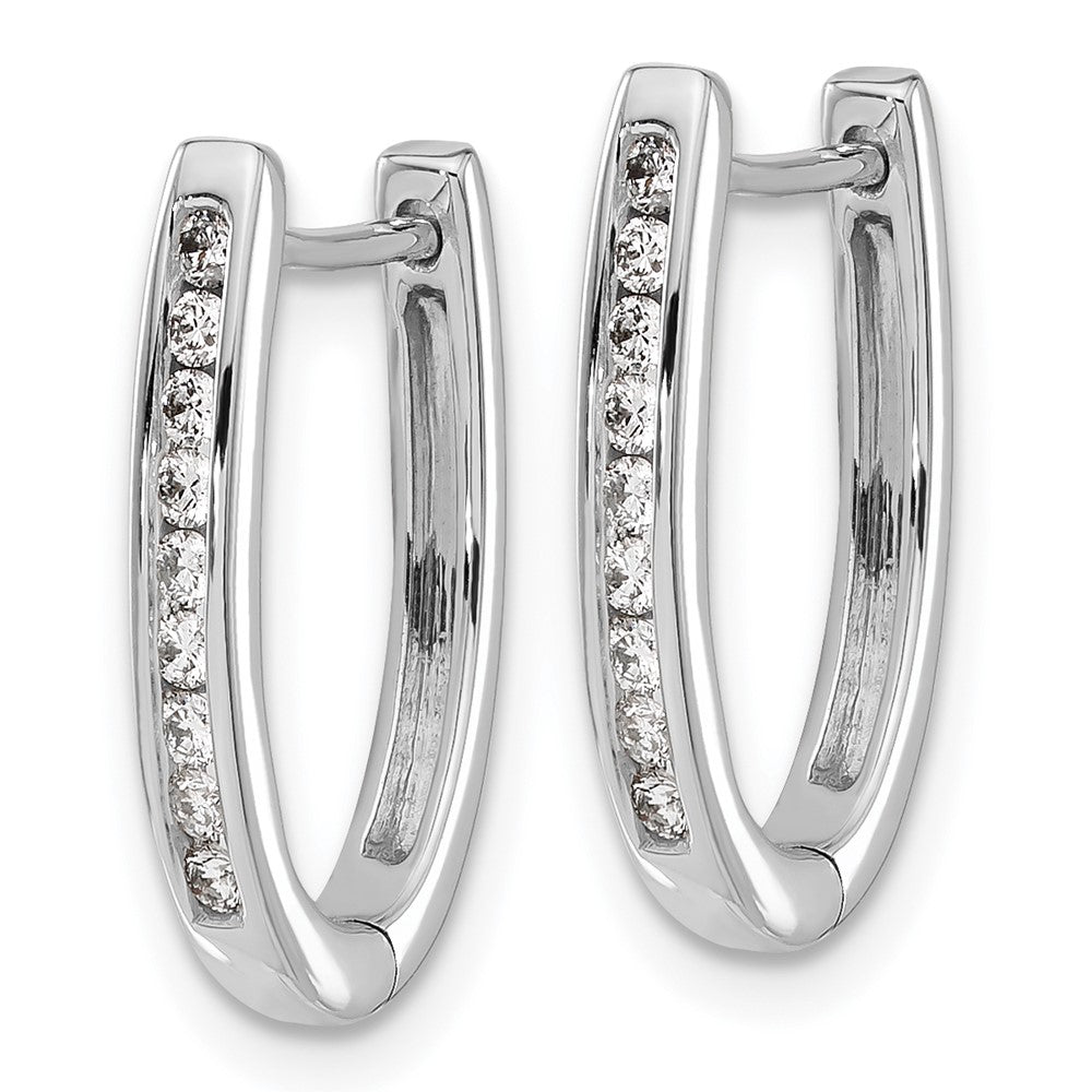 14K White Gold Lab Grown Diamond VS/SI FGH Oval Hinged Hoop Earrings