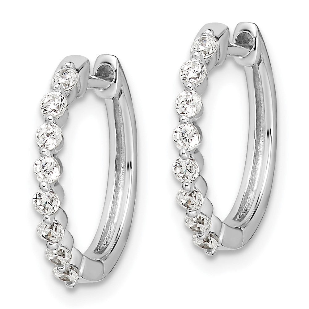 14K White Gold Lab Grown Diamond VS/SI FGH Hinged Hoop Earrings