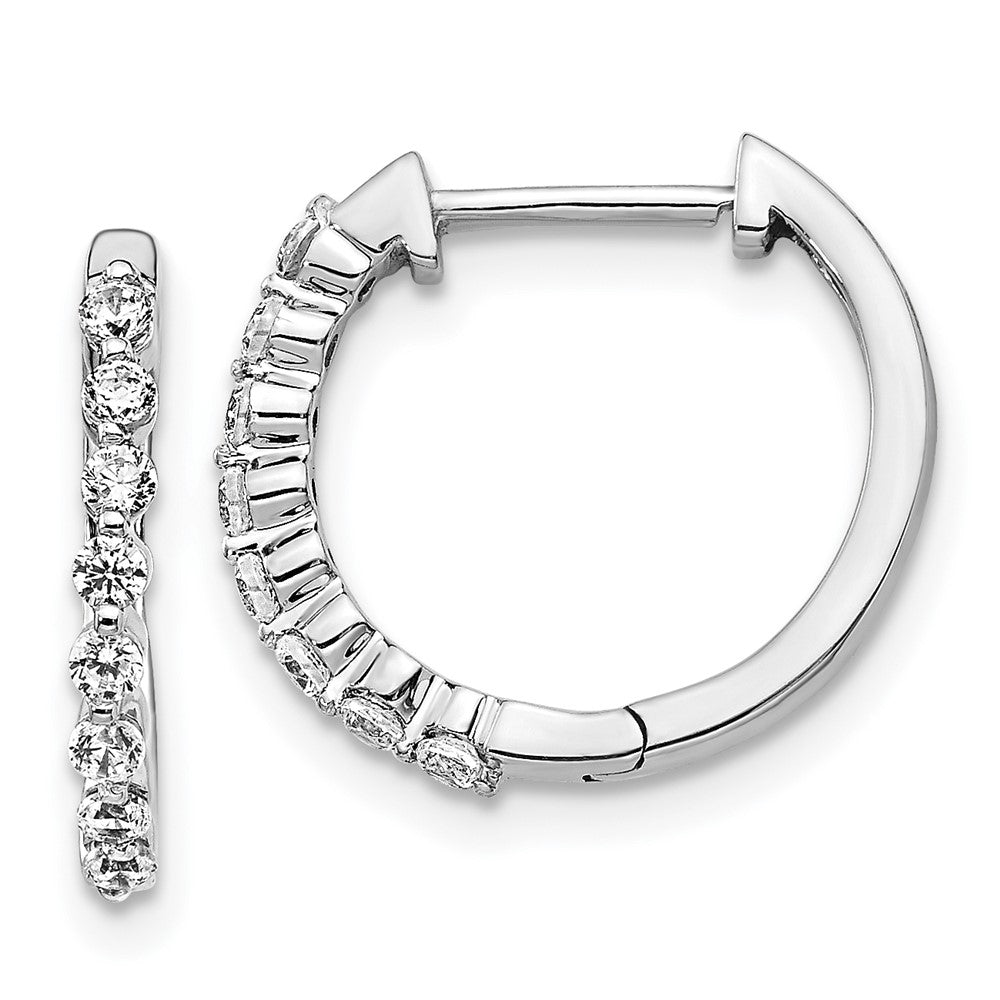 14K White Gold Lab Grown Diamond VS/SI FGH Hinged Hoop Earrings