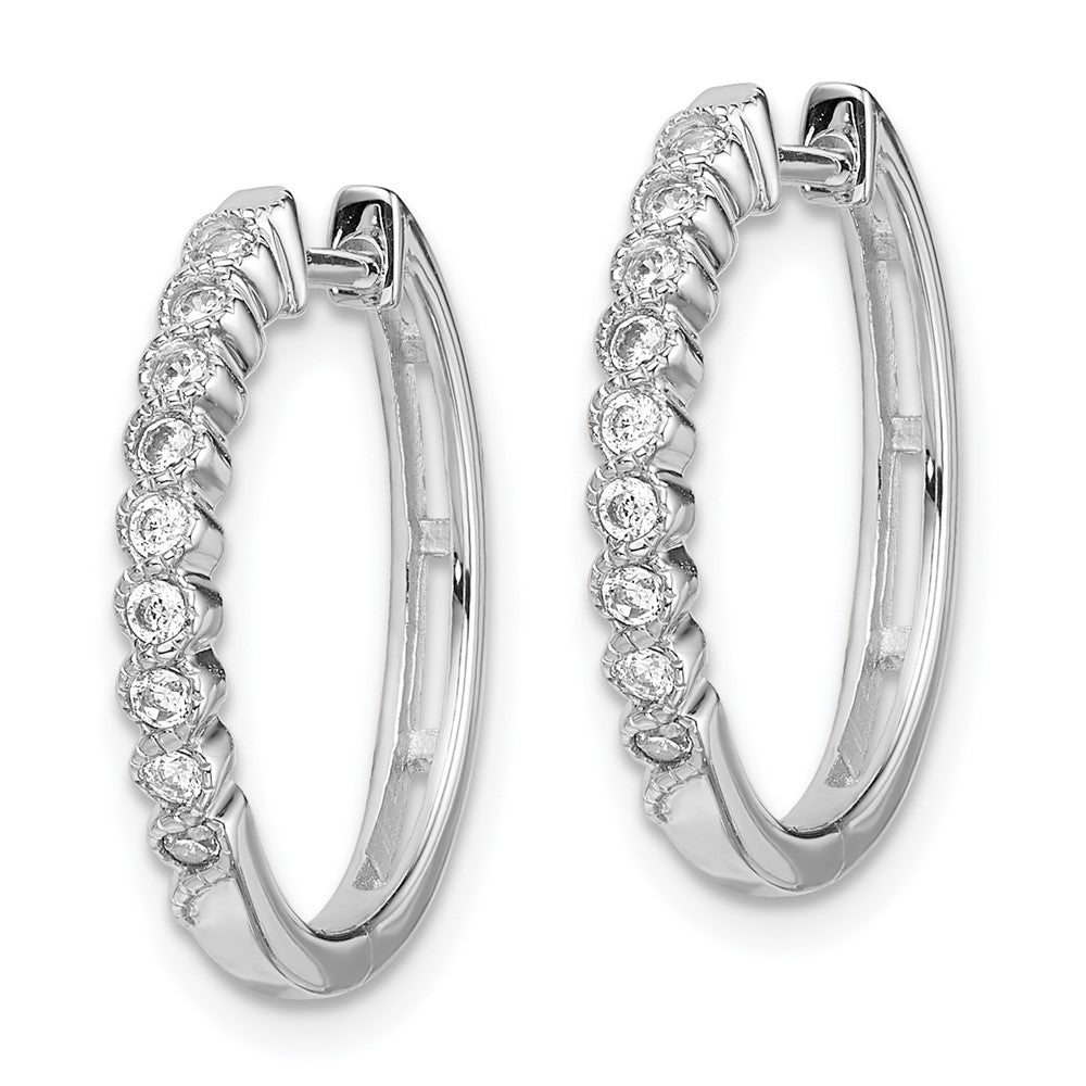 14K White Gold Lab Grown Diamond VS/SI FGH Hinged Hoop Earrings