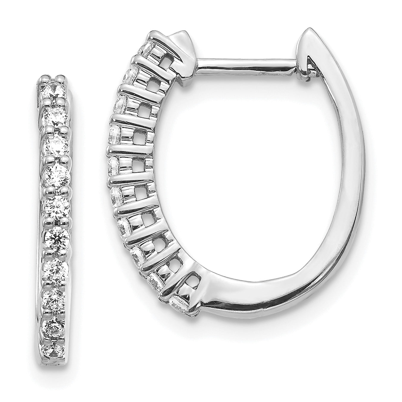 14K White Gold Lab Grown Diamond Vs/Si Fgh Hinged Hoop Earrings