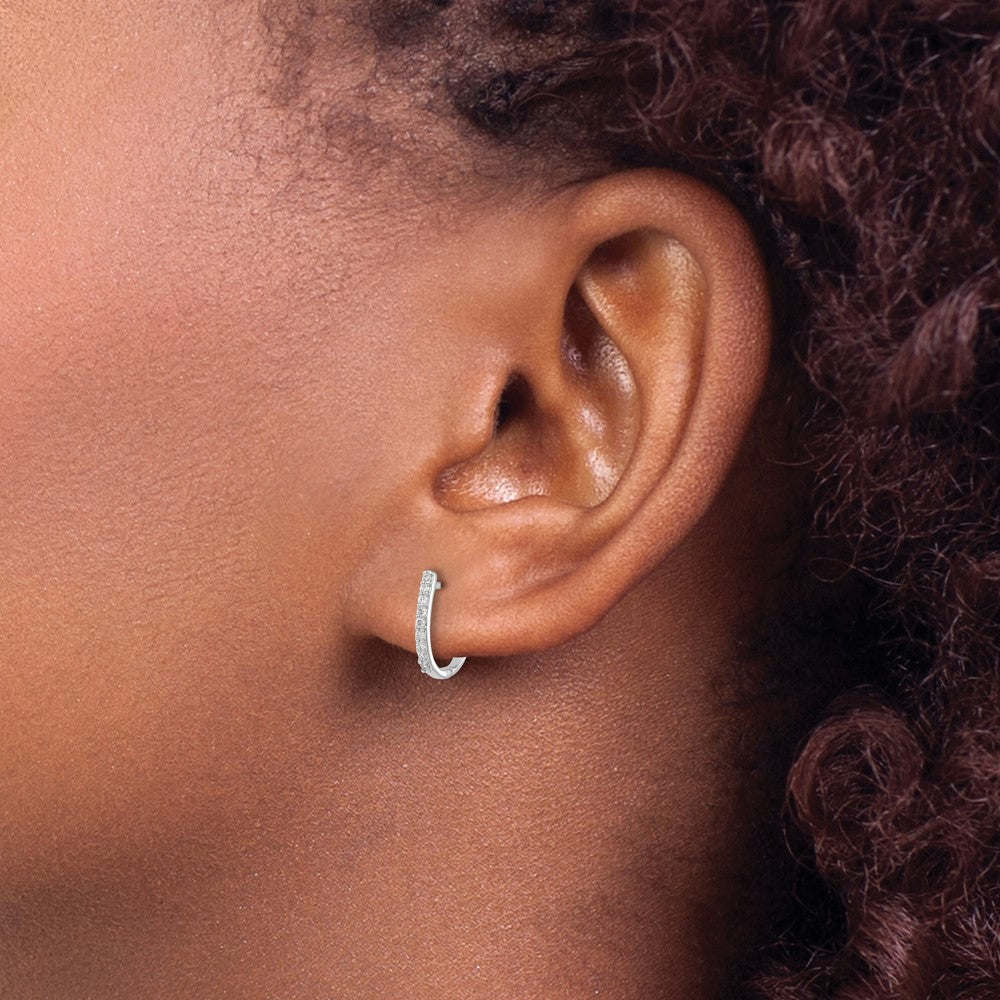 14K White Gold Lab Grown VS/SI FGH Dia Hinged Hoop Earrings