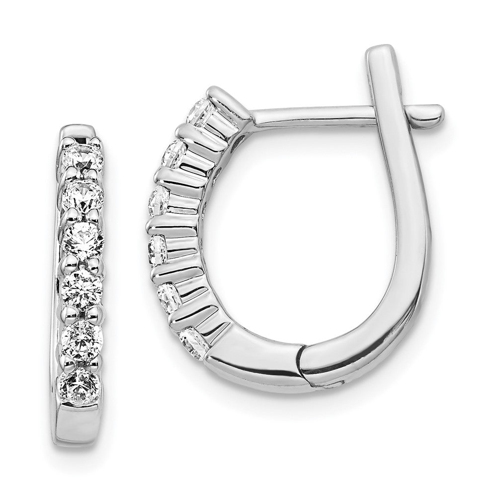 14K White Gold Lab Grown Diamond VS/SI FGH Hinged Hoop Earrings