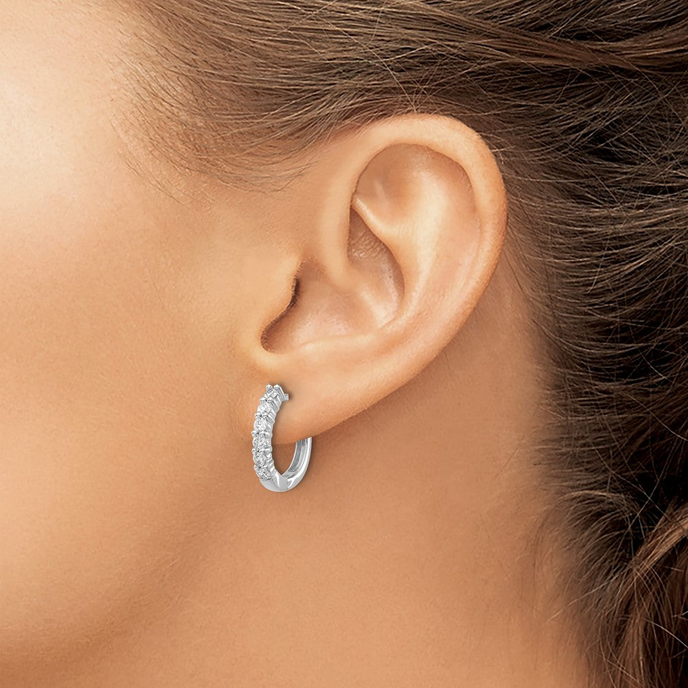 14K White Gold Lab Grown VS/SI FGH Dia Hinged Hoop Earrings