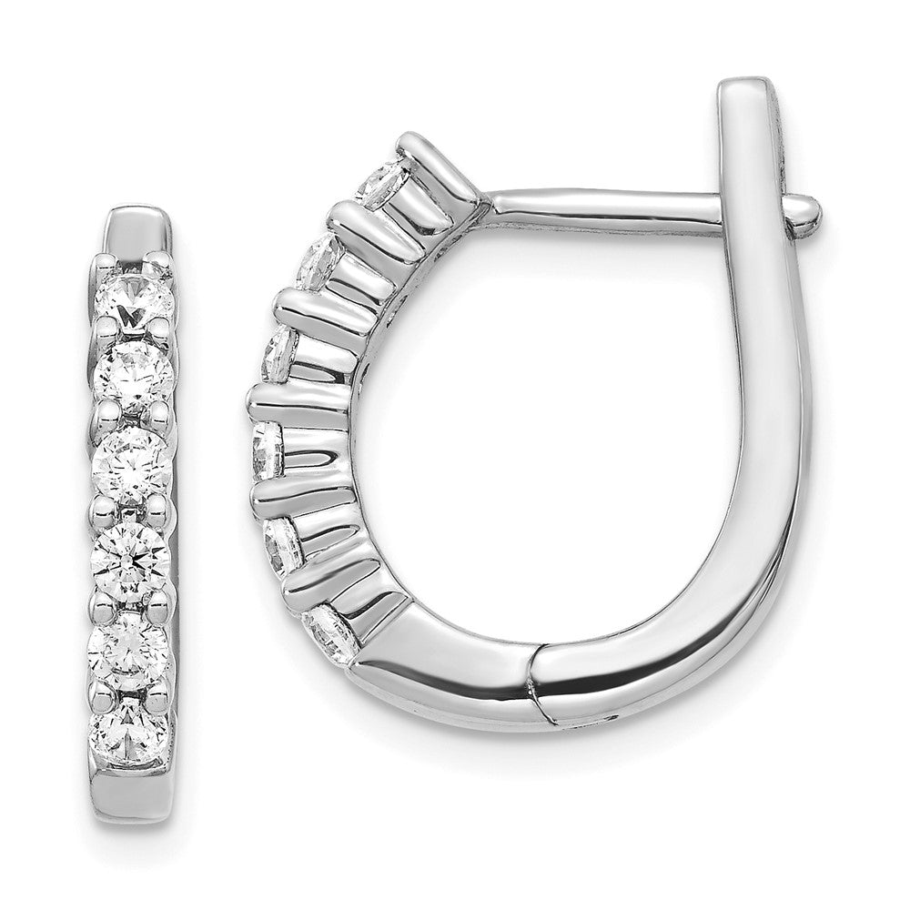14K White Gold Lab Grown VS/SI FGH Dia Hinged Hoop Earrings