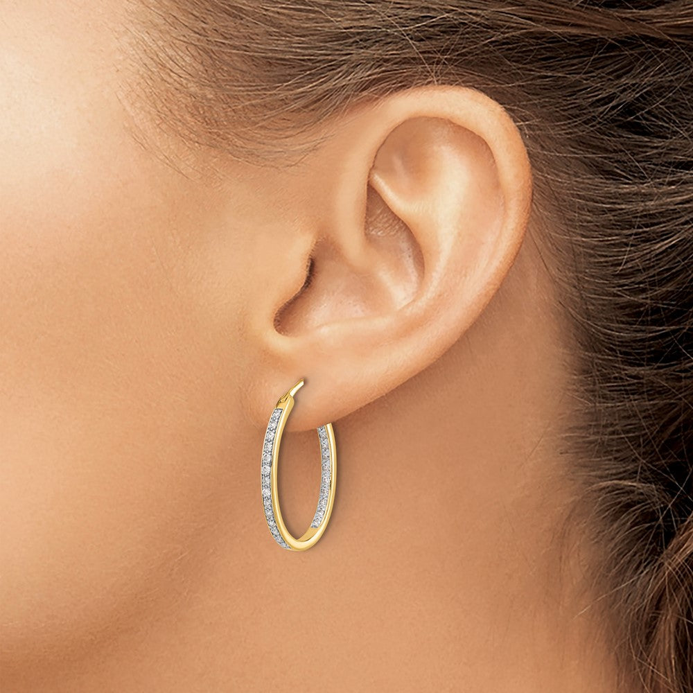 14K Lab Grown VS/SI FGH Dia In/Out Hoop Earrings