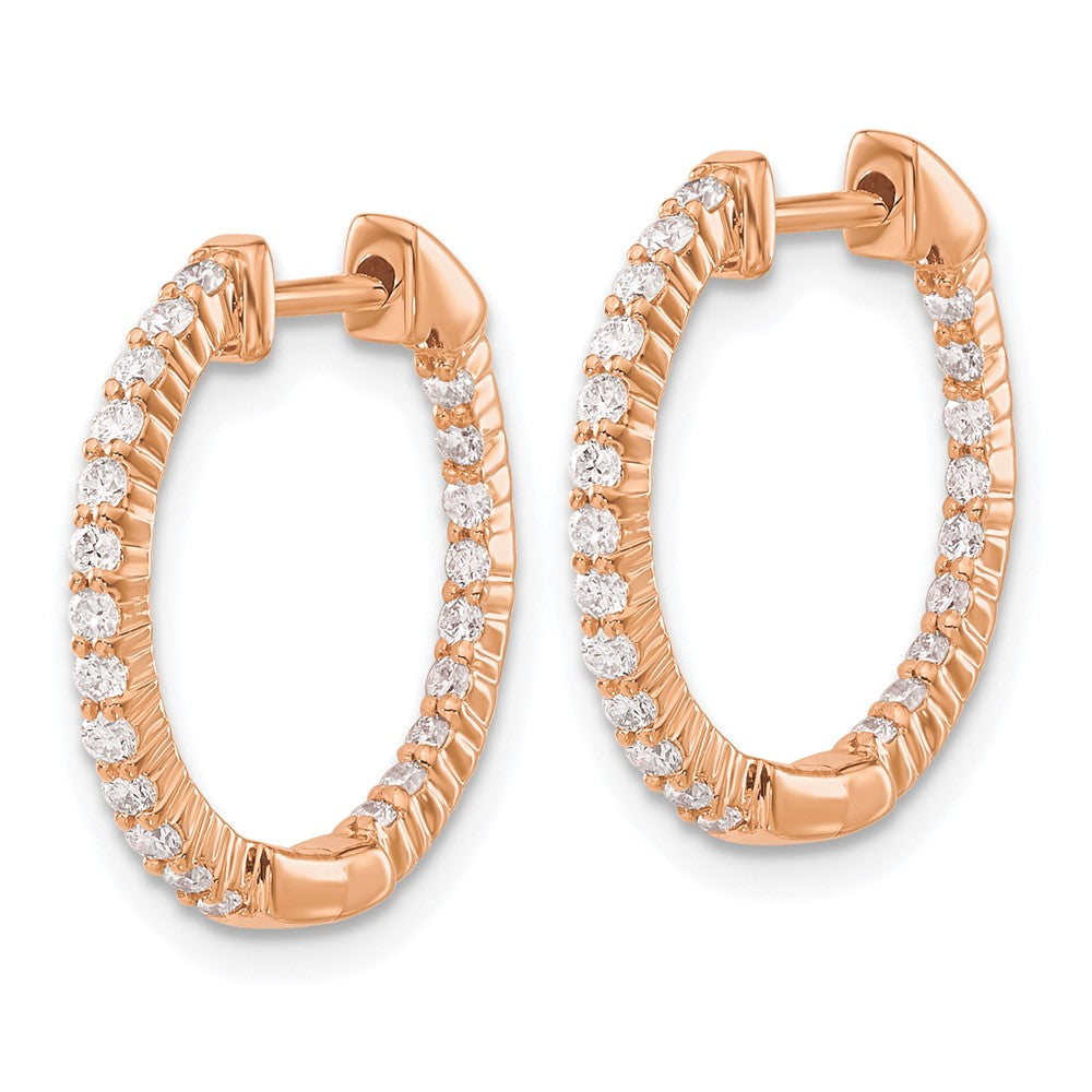 14K Rose Gold Lab Grown Diamond VS/SI FGH In and Out Hinged Hoop Earrings