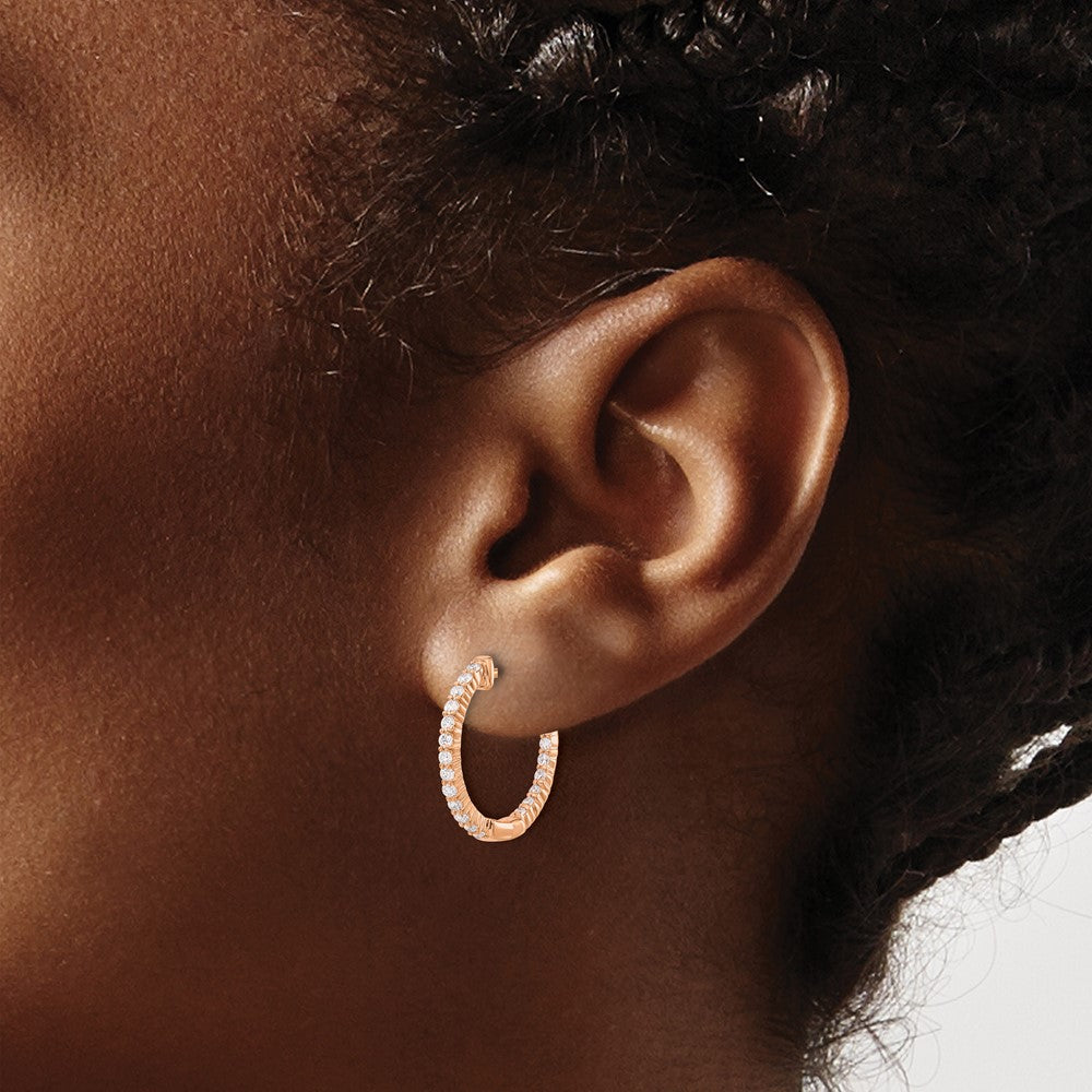 14K Rose Gold Lab Grown Diamond VS/SI FGH In and Out Hinged Hoop Earrings