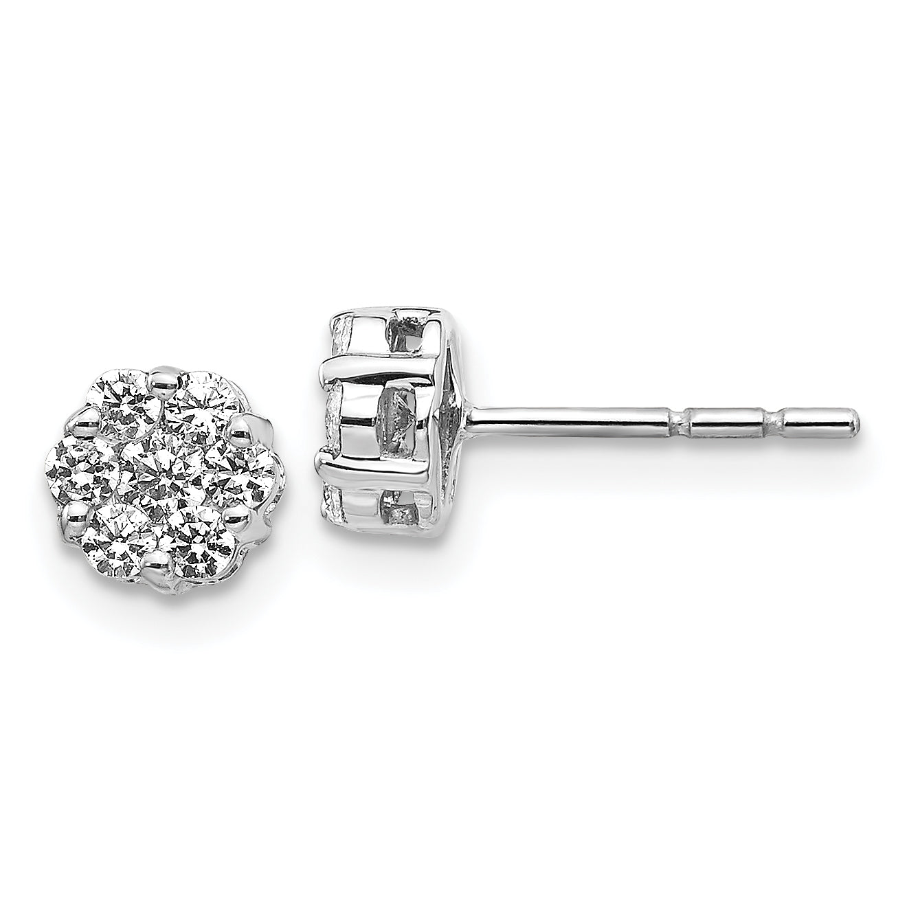 14K White Gold Lab Grown Diamond Vs/Si Fgh Cluster Push Back Earring
