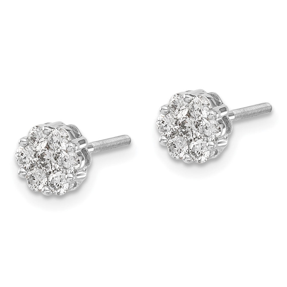 14K White Gold Lab Grown Diamond VS/SI FGH Cluster Screwback Earring