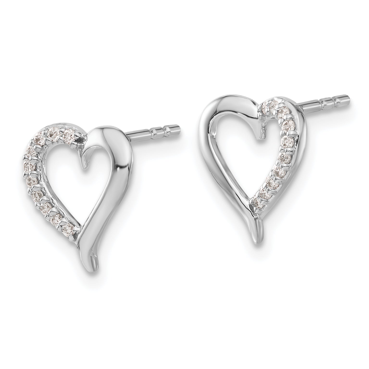14k White Gold 1/10 carat Lab Grown Diamond VS/SI+ G+ Complete Heart Post Earrings