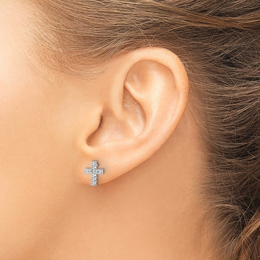 14K White Gold Lab Grown Diamond VS/SI FGH Cross Post Earrings