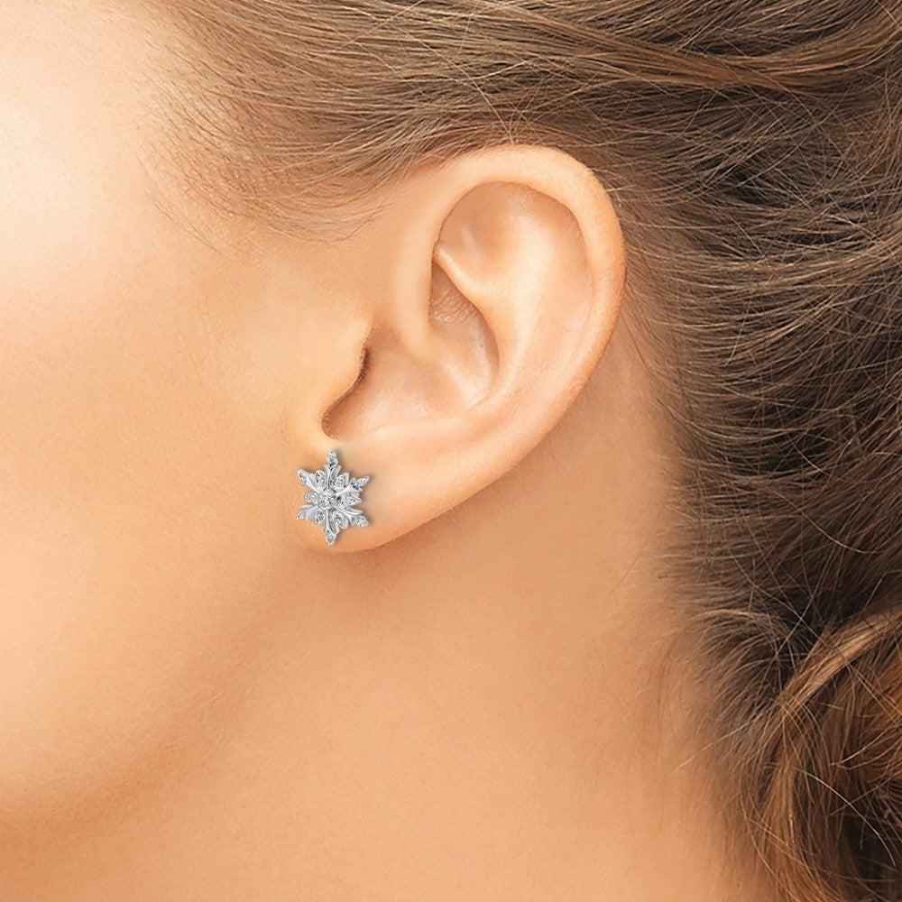 14K White Gold Lab Grown VS/SI FGH Dia Snowflake Earrings