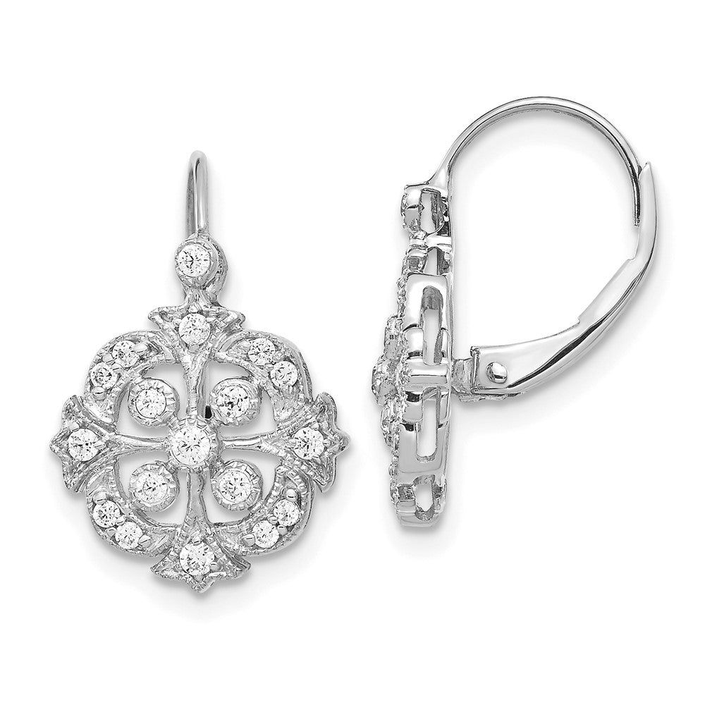 14K White Gold Lab Grown Diamond VS/SI FGH Leverback Earrings