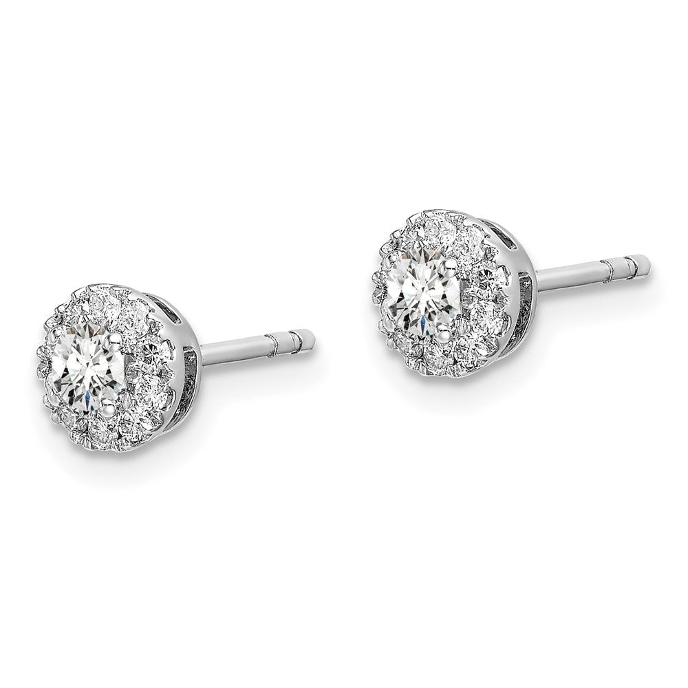 14K White Gold Lab Grown Diamond VS/SI FGH Round Halo Earrings