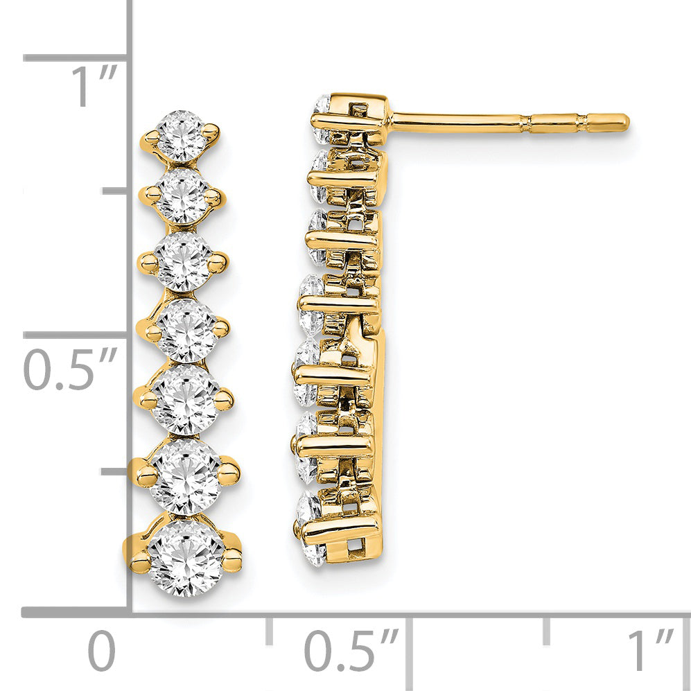 14k 1 1/2 carat Lab Grown Diamond VS/SI+ G+ Complete Graduating Drop Post Earrings