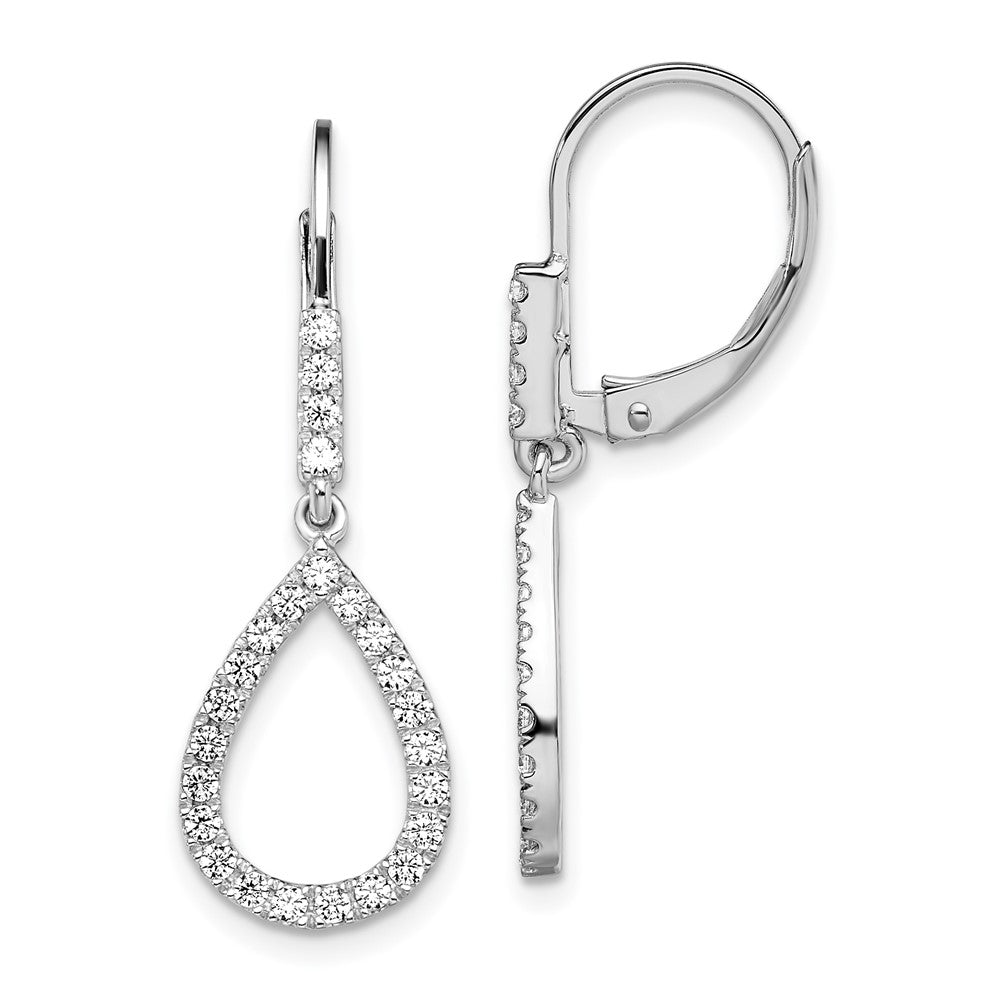 14K White Gold Lab Grown Diamond VS/SI FGH Teardrop Leverback Earrin