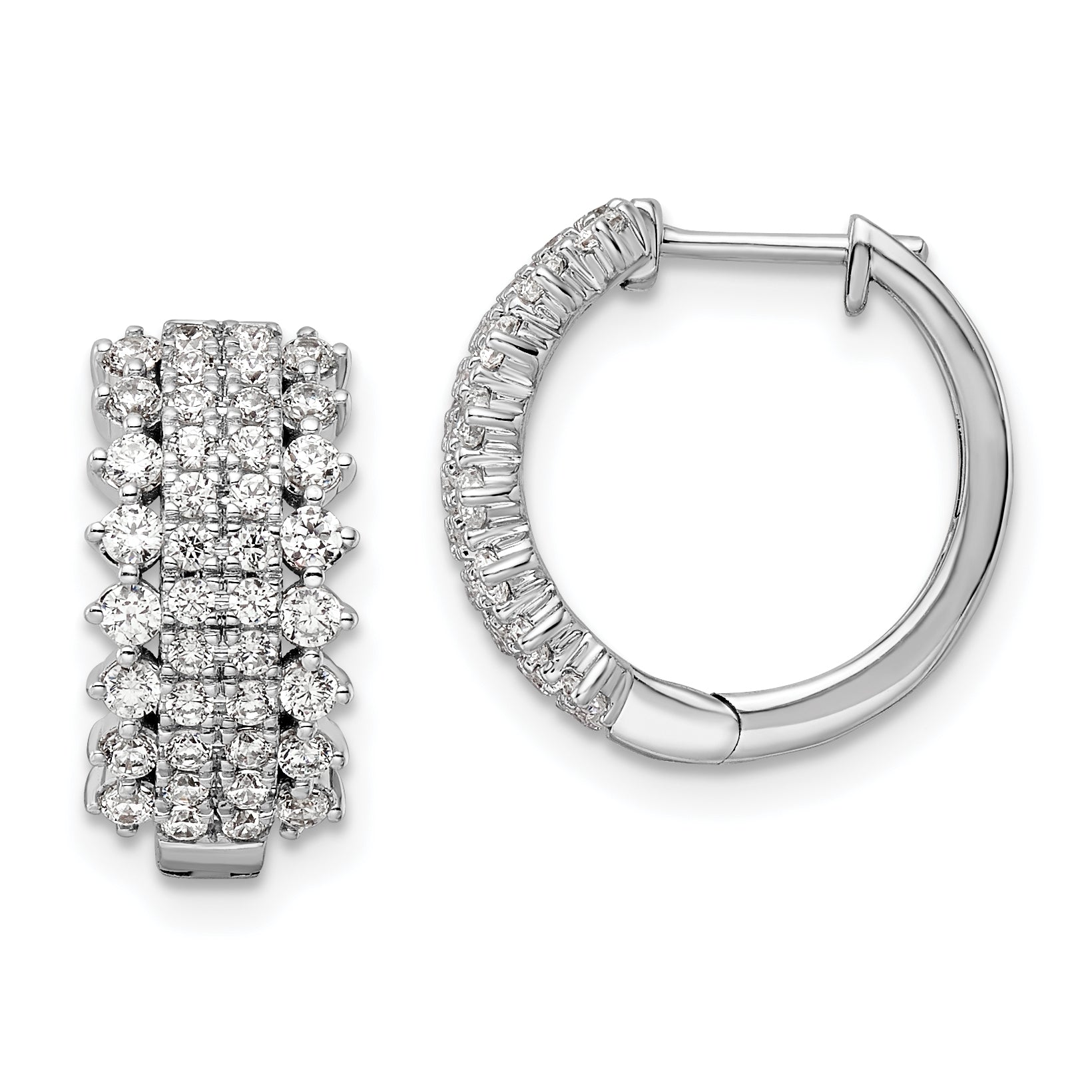14K White Gold Lab Grown Diamond Vs/Si Fgh Hinged Hoop Earrings