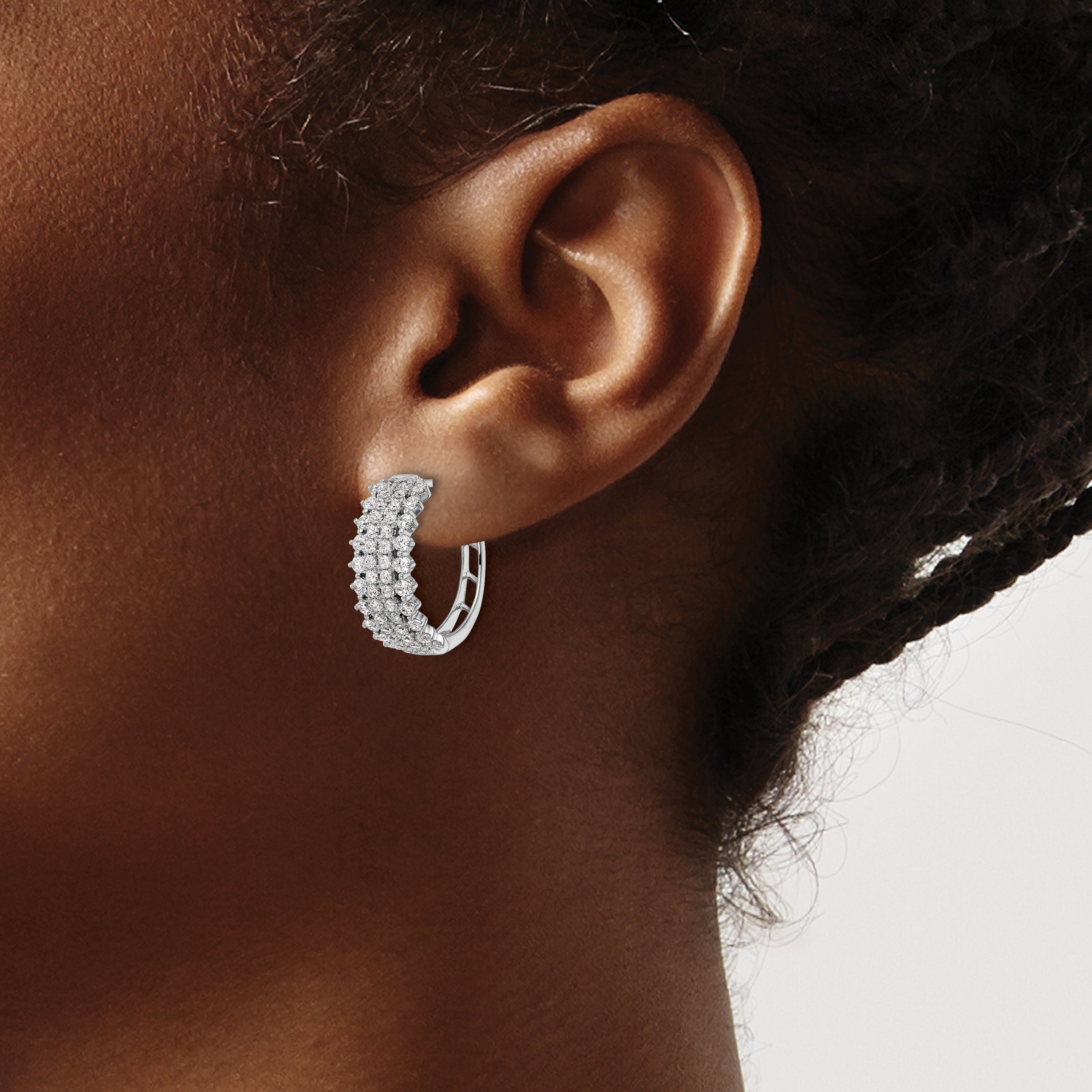 14K White Gold Lab Grown Diamond Vs/Si Fgh Hinged Hoop Earrings